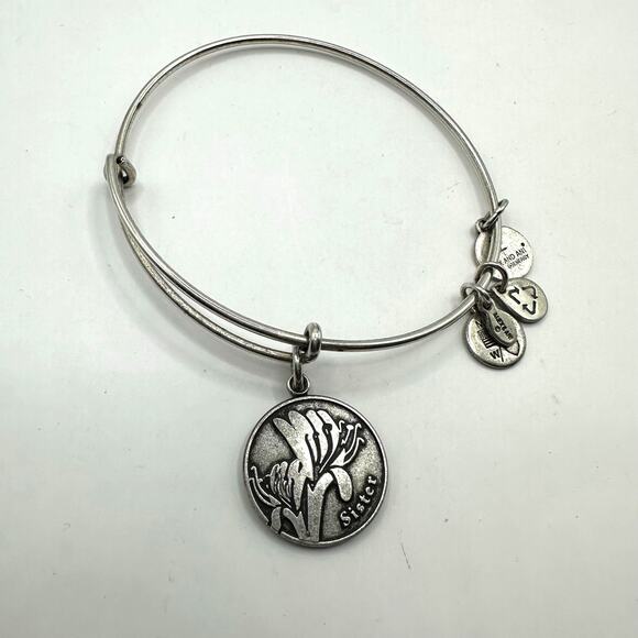 Alex & Ani SISTER Bangle Bracelet Silver tone Casual Collectible Charms Jewelry - Picture 3 of 6